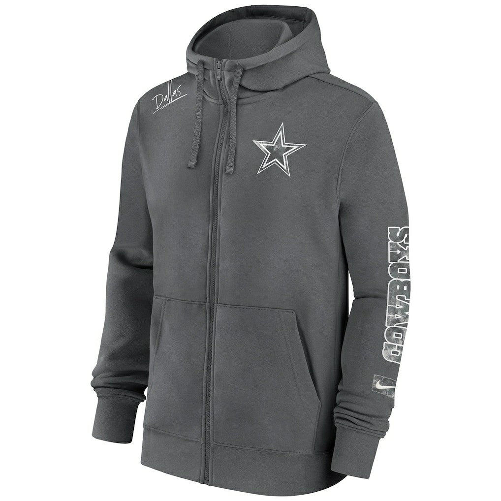 Nike Dallas Cowboys Primetime Club Full-Zip Hoodie Charcoal