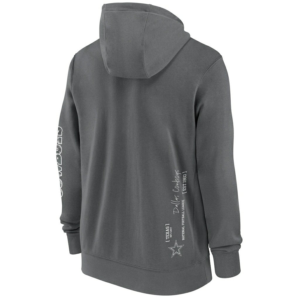 Nike Dallas Cowboys Primetime Club Full-Zip Hoodie Charcoal