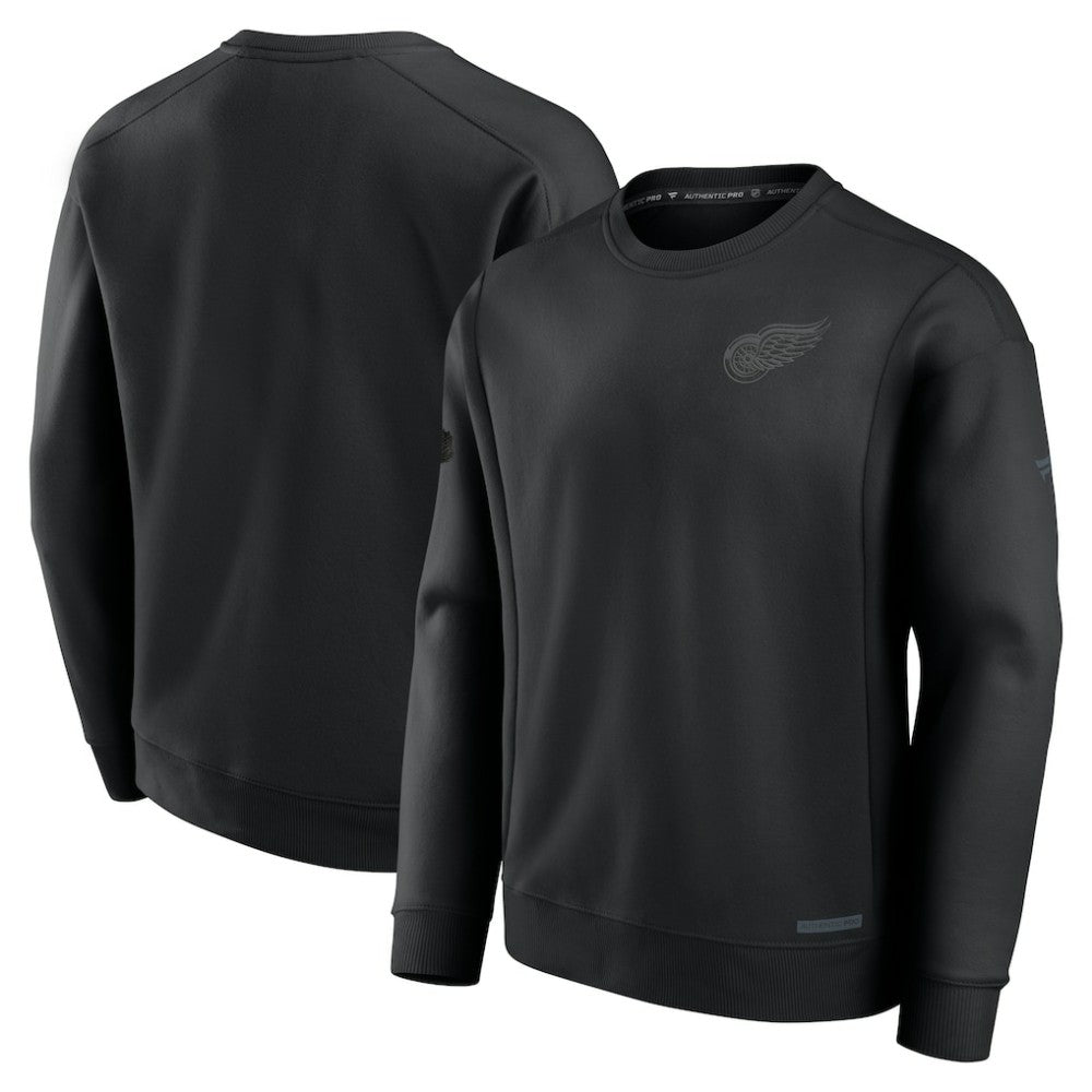 Detroit Red Wings Fanatics Authentic Pro Road Fleece Pullover Sweatshirt - Black - NHL 200871167