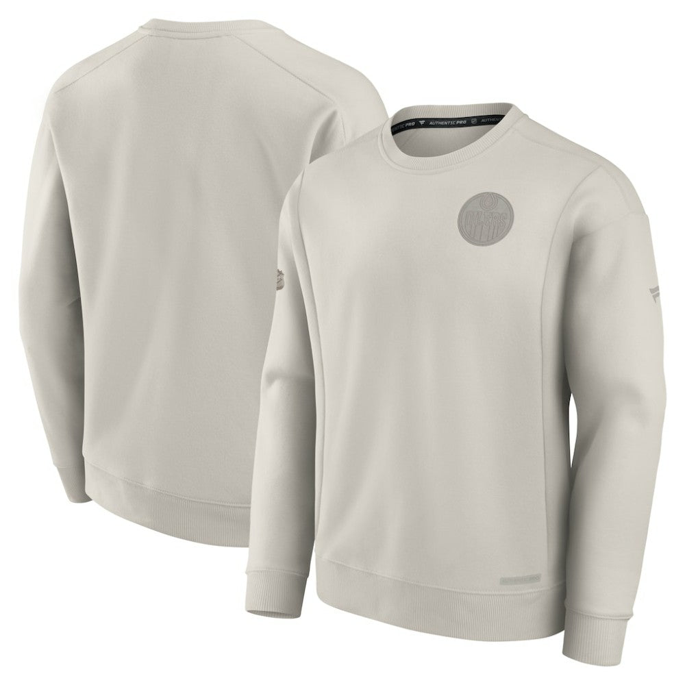Edmonton Oilers Fanatics Authentic Pro Road Fleece Pullover Sweatshirt - Cream - NHL 200871188