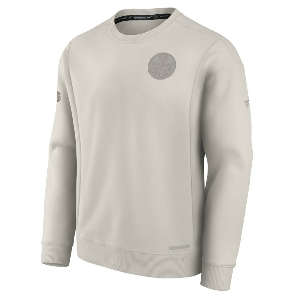Edmonton Oilers Fanatics Authentic Pro Road Fleece Pullover Sweatshirt - Cream - NHL 200871188