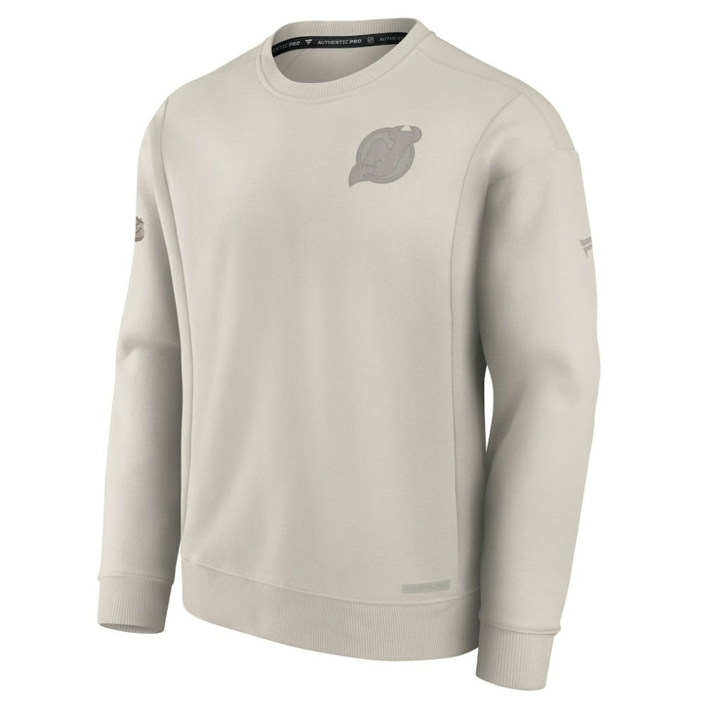New Jersey Devils Fanatics Authentic Pro Road Fleece Pullover Sweatshirt - Cream - NHL 200871211