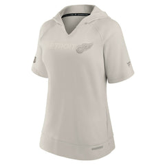 Detroit Red Wings Fanatics Women's Authentic Pro Road Short Sleeve V-Neck Pullover Hoodie - Cream - NHL 200871383