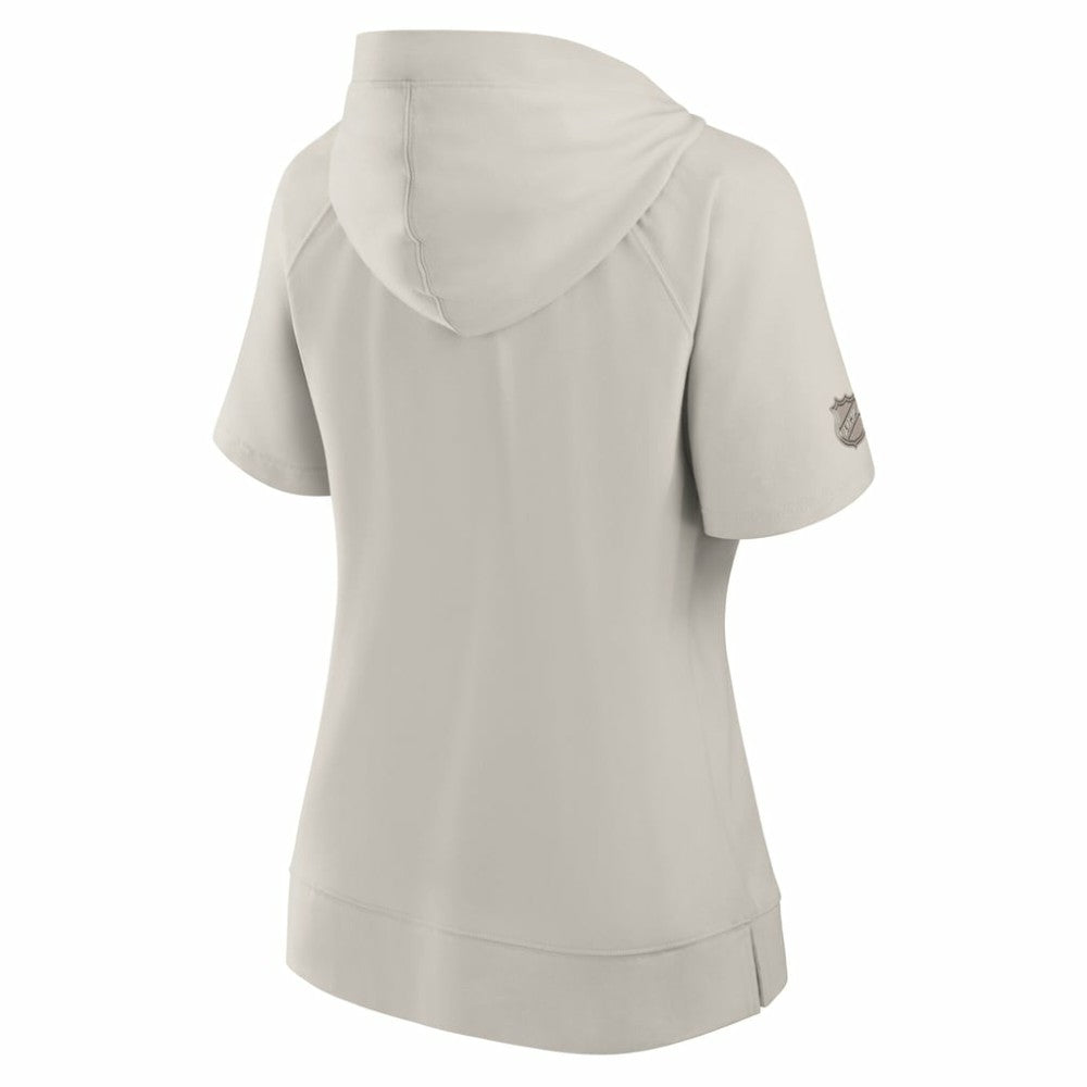 Detroit Red Wings Fanatics Women's Authentic Pro Road Short Sleeve V-Neck Pullover Hoodie - Cream - NHL 200871383