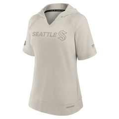 Seattle Kraken Fanatics Women's Authentic Pro Road Short Sleeve V-Neck Pullover Hoodie - Cream - NHL 200871417