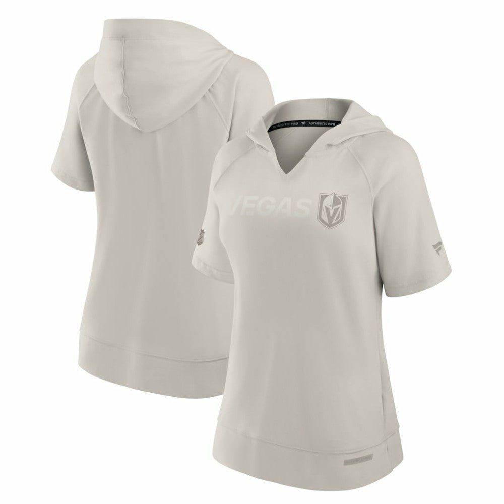 Vegas Golden Knights Fanatics Women's Authentic Pro Road Fashion V-Neck Hoodie T-Shirt - Cream - NHL 200871419