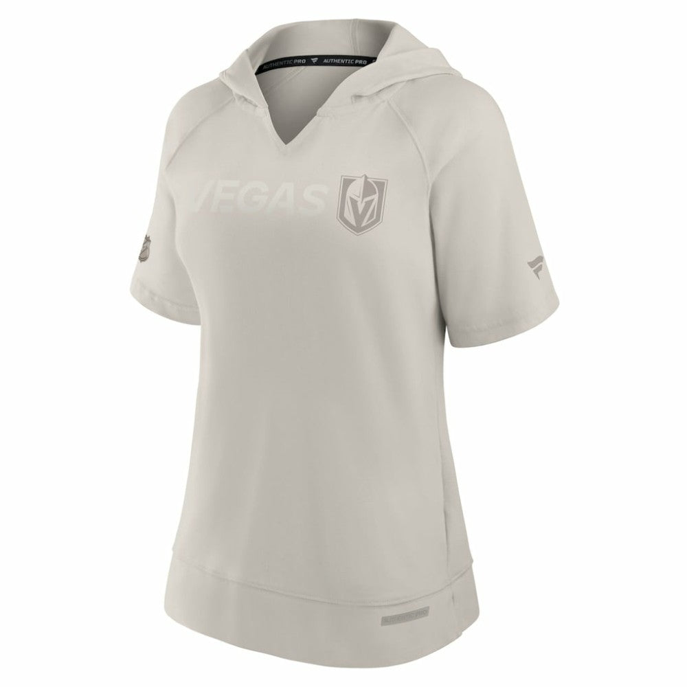 Vegas Golden Knights Fanatics Women's Authentic Pro Road Fashion V-Neck Hoodie T-Shirt - Cream - NHL 200871419