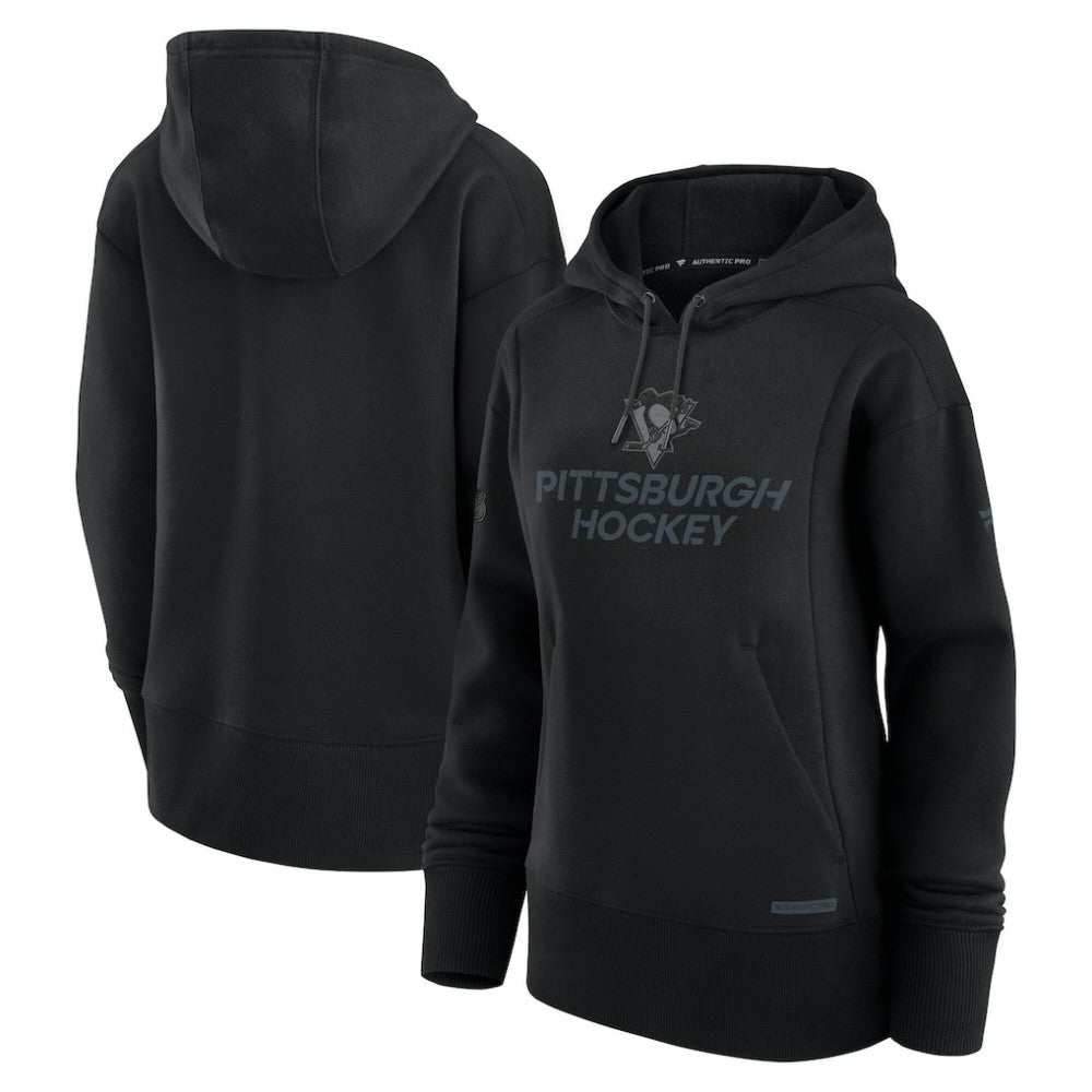 Pittsburgh Penguins Fanatics Women's Authentic Pro Road Pullover Hoodie - Black - NHL 200871433