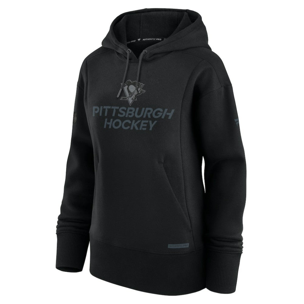 Pittsburgh Penguins Fanatics Women's Authentic Pro Road Pullover Hoodie - Black - NHL 200871433
