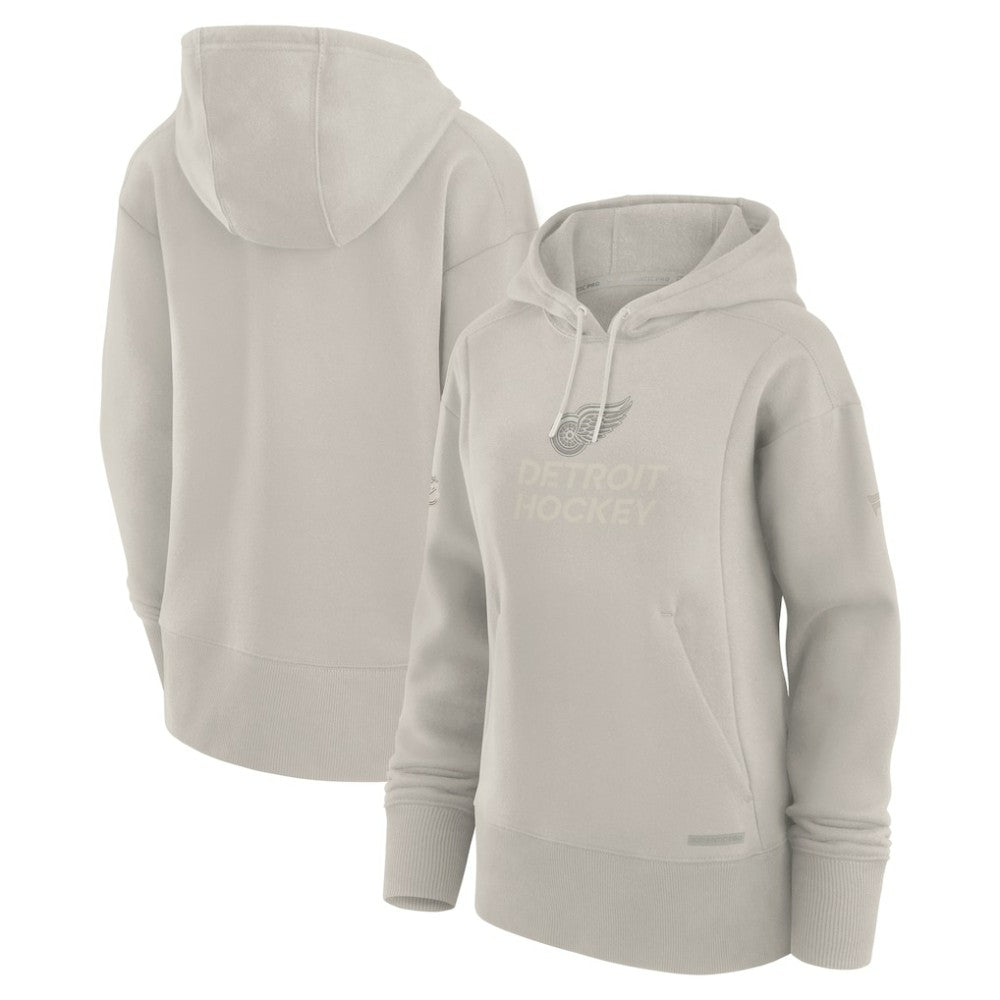 Detroit Red Wings Fanatics Women's Authentic Pro Road Pullover Hoodie - Cream - NHL 200871455