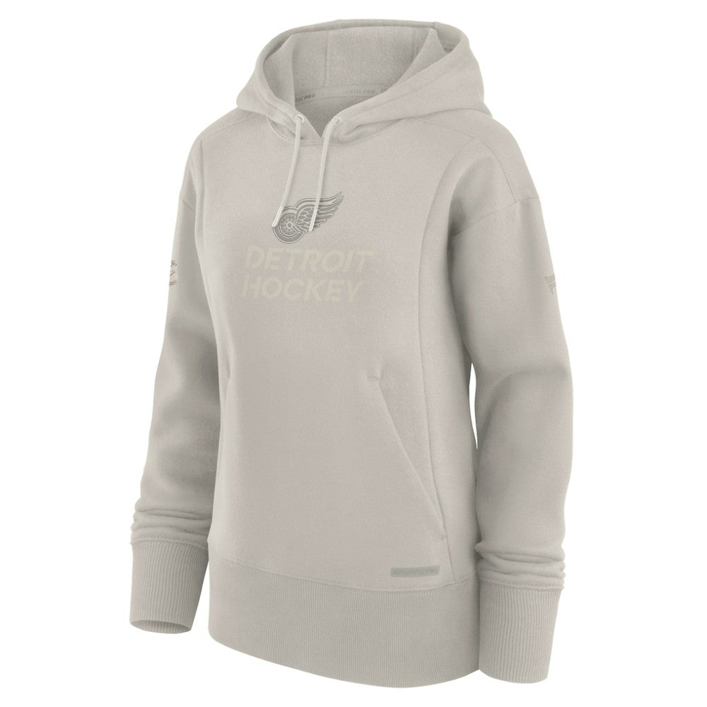 Detroit Red Wings Fanatics Women's Authentic Pro Road Pullover Hoodie - Cream - NHL 200871455