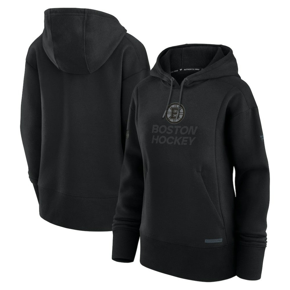 Boston Bruins Fanatics Women's Authentic Pro Road Pullover Hoodie - Black - NHL 200871488