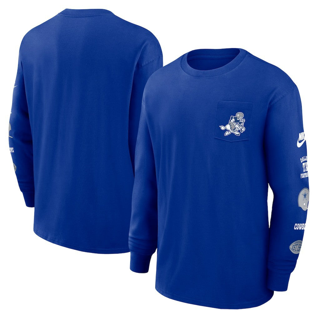 Nike Dallas Cowboys Rewind Heavy Max90 Pocket Long Sleeve T-Shirt Royal