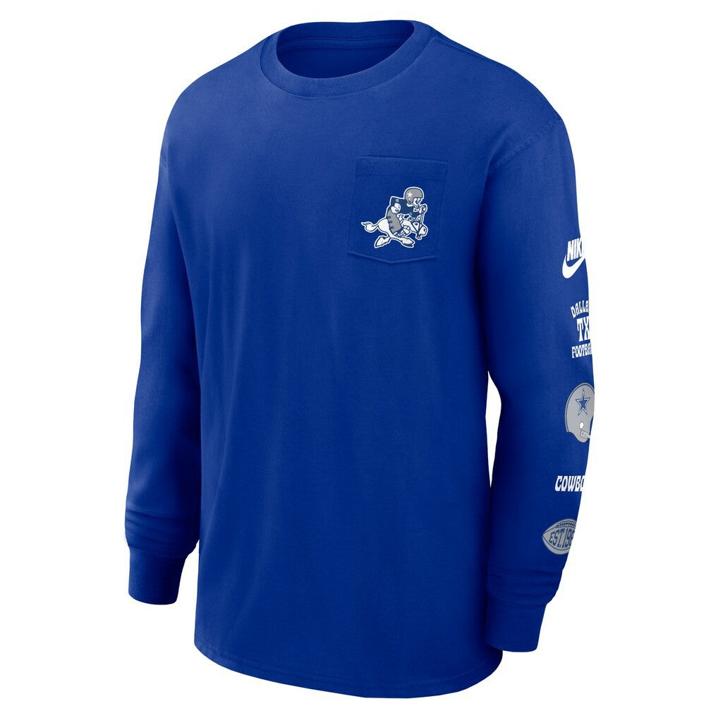 Nike Dallas Cowboys Rewind Heavy Max90 Pocket Long Sleeve T-Shirt Royal