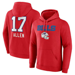 Josh Allen Buffalo Bills Team Wordmark Player Name & Number Pullover Hoodie Red