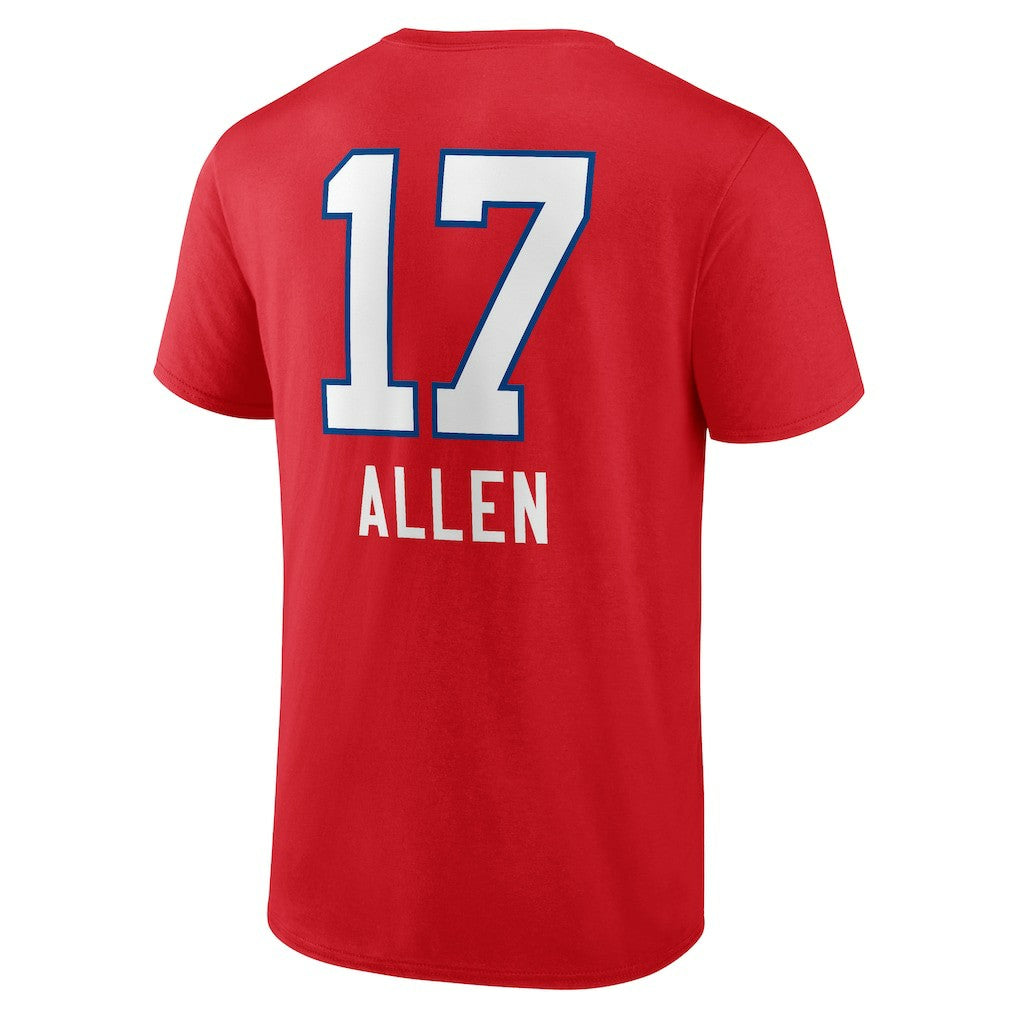Josh Allen Buffalo Bills Team Wordmark Player Name & Number T-Shirt Red