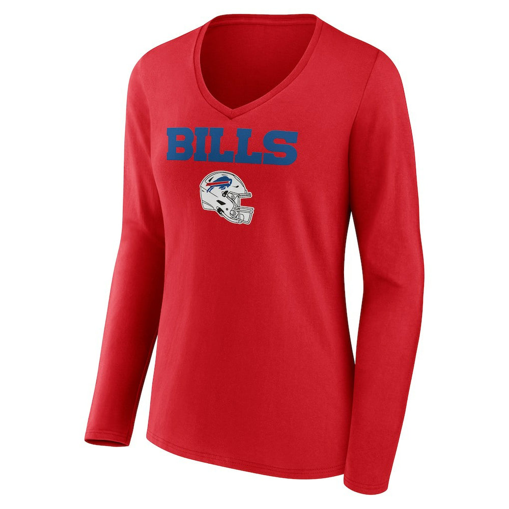 Josh Allen Buffalo Bills Women's Team Wordmark Player Name & Number Long Sleeve V-Neck T-Shirt Red