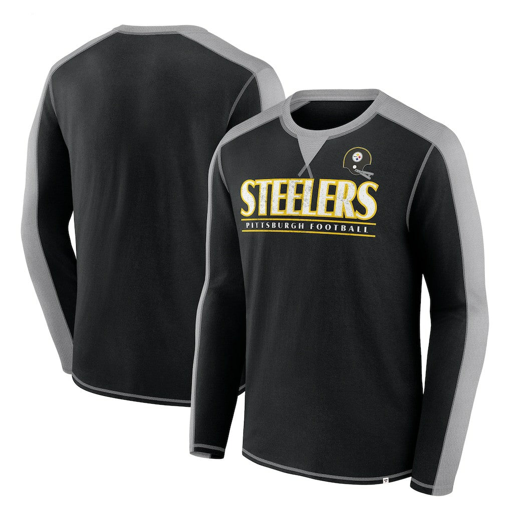 Fanatics Pittsburgh Steelers Behind the Line Long Sleeve T-Shirt Black/Gray