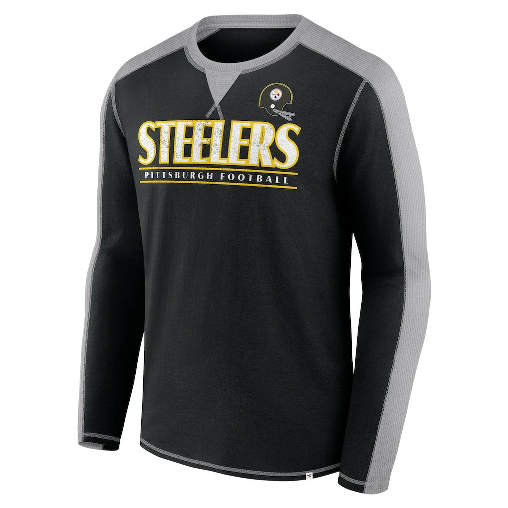 Fanatics Pittsburgh Steelers Behind the Line Long Sleeve T-Shirt Black/Gray