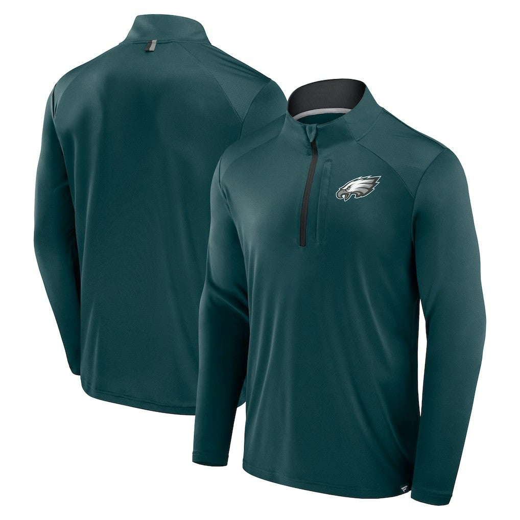 Fanatics Philadelphia Eagles Defender Long Sleeve Quarter-Zip Jacket Midnight Green