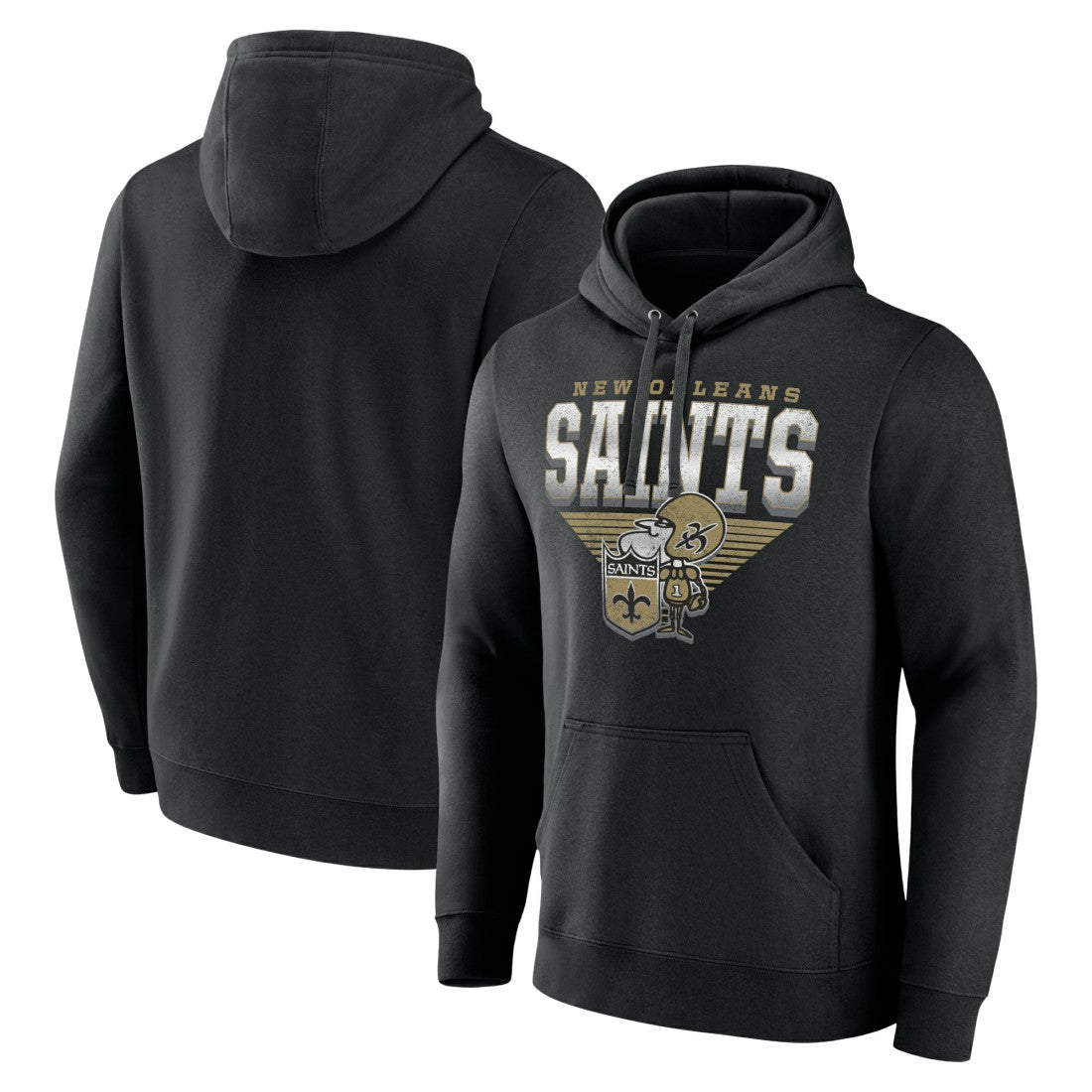 Fanatics New Orleans Saints Geometric Chrome Pullover Hoodie Black