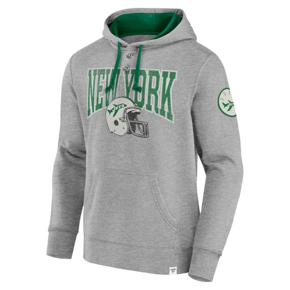 Fanatics New York Jets Label Maker Pullover Hoodie Heather Gray