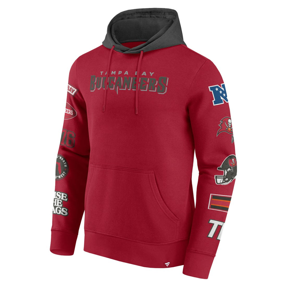 Fanatics Tampa Bay Buccaneers Patched Out Pullover Hoodie Red/Pewter