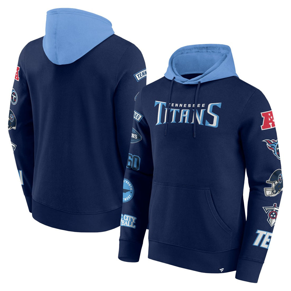 Fanatics Tennessee Titans Patched Out Pullover Hoodie Navy/Light Blue