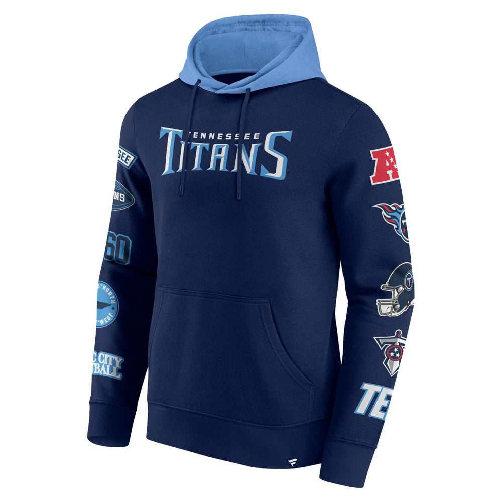 Fanatics Tennessee Titans Patched Out Pullover Hoodie Navy/Light Blue