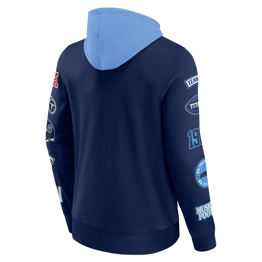 Fanatics Tennessee Titans Patched Out Pullover Hoodie Navy/Light Blue