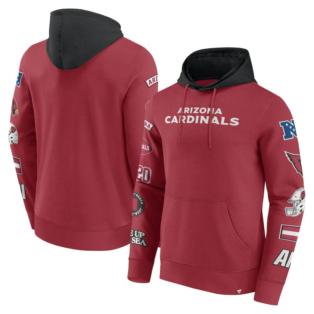 Fanatics Arizona Cardinals Patched Out Pullover Hoodie Cardinal/Black