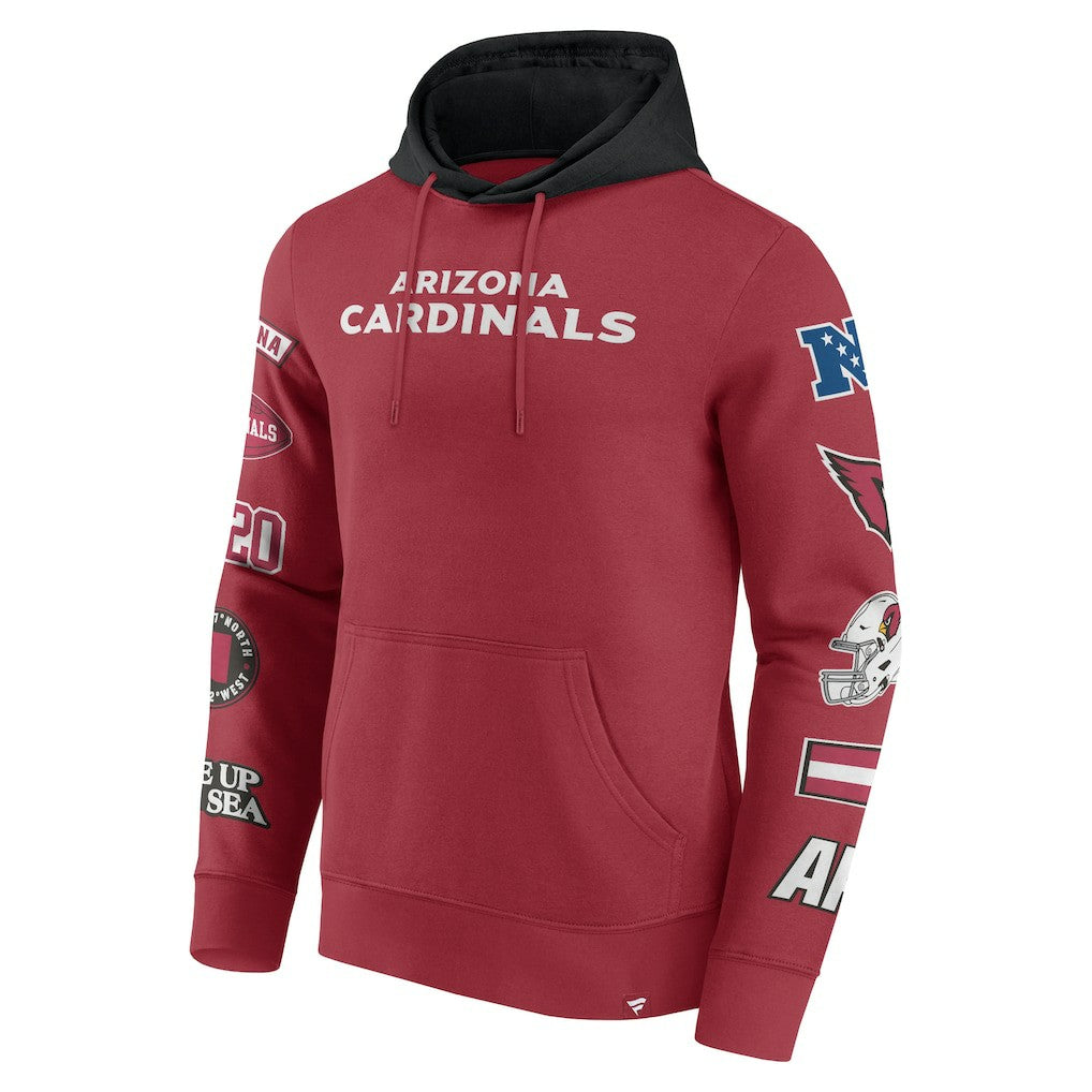 Fanatics Arizona Cardinals Patched Out Pullover Hoodie Cardinal/Black