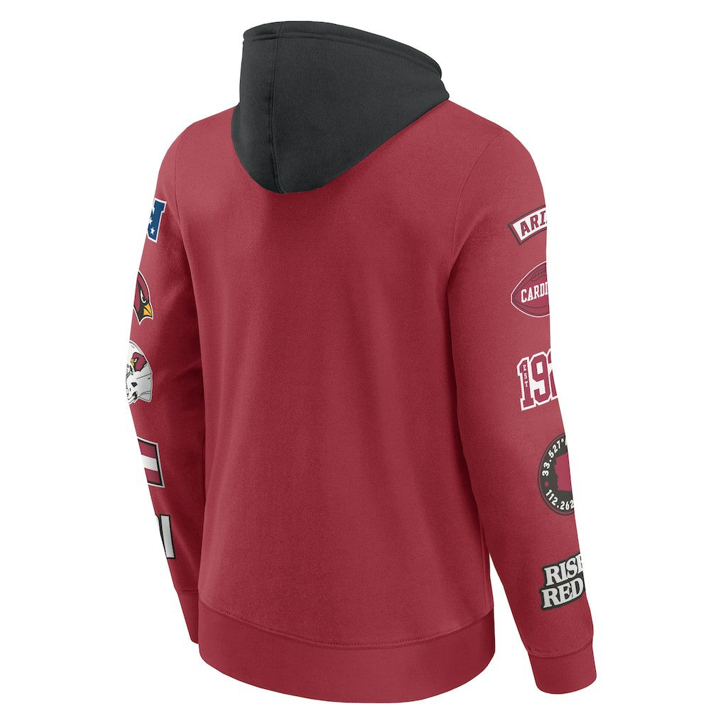 Fanatics Arizona Cardinals Patched Out Pullover Hoodie Cardinal/Black