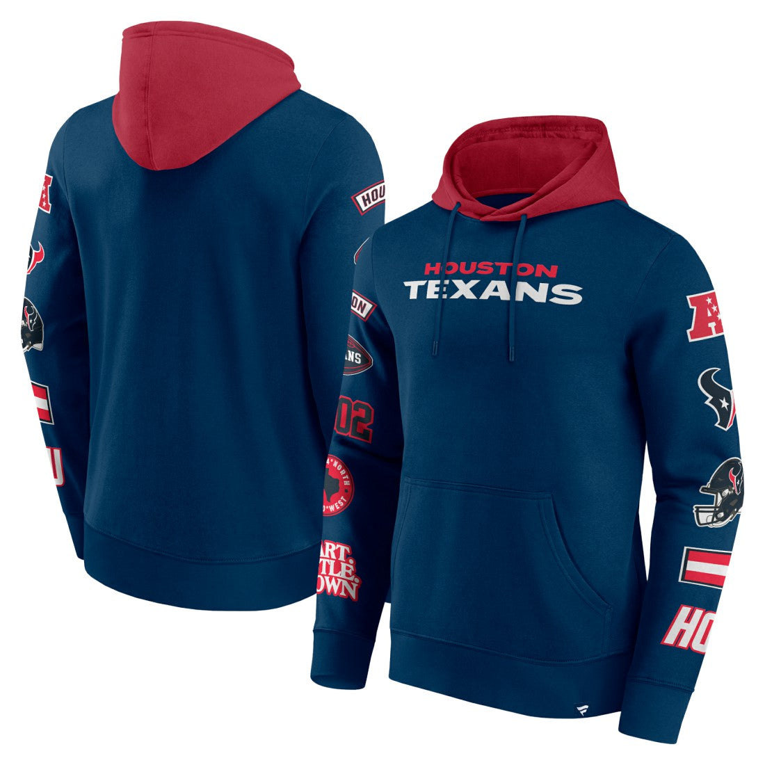 Fanatics Houston Texans Patched Out Pullover Hoodie Navy/Cardinal