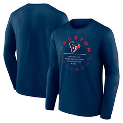 Fanatics Houston Texans Stat Sheet Long Sleeve T-Shirt Navy
