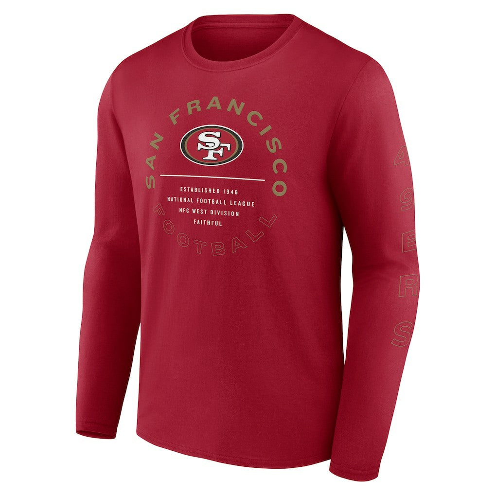 Fanatics San Francisco 49ers Stat Sheet Long Sleeve T-Shirt Scarlet