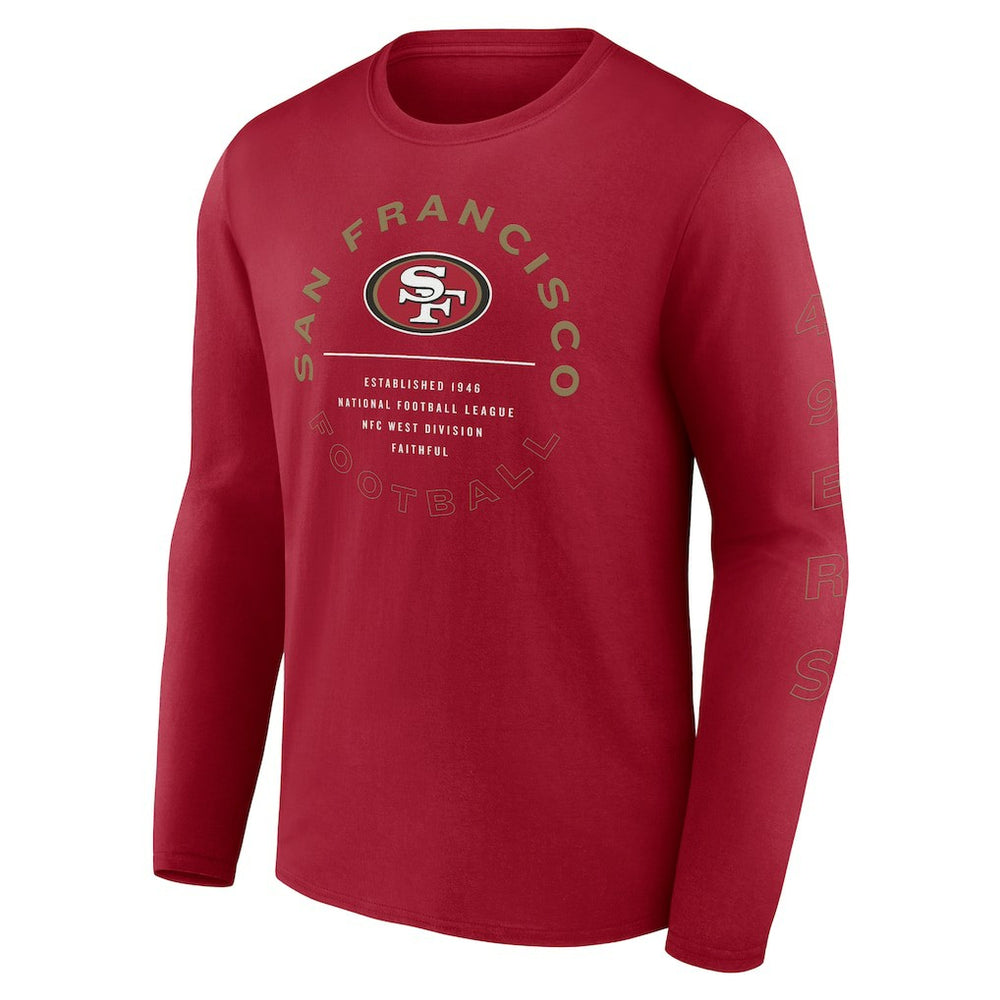 Fanatics San Francisco 49ers Stat Sheet Long Sleeve T-Shirt Scarlet