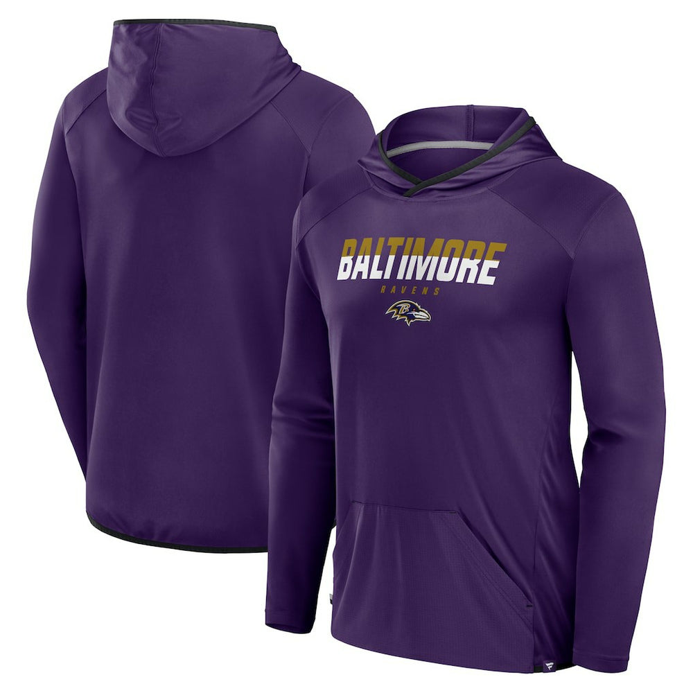 Fanatics Baltimore Ravens Transitional Defender Hoodie Long Sleeve T-Shirt Purple