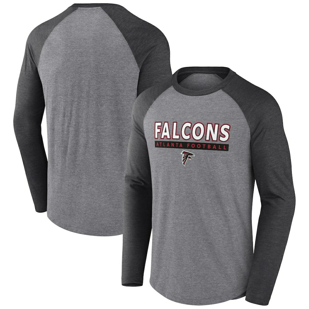 Fanatics Atlanta Falcons Tri-Blend Raglan Long Sleeve T-Shirt Heather Gray/Charcoal