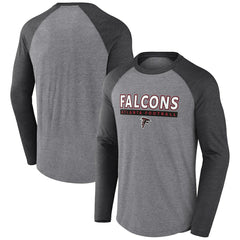 Fanatics Atlanta Falcons Tri-Blend Raglan Long Sleeve T-Shirt Heather Gray/Charcoal