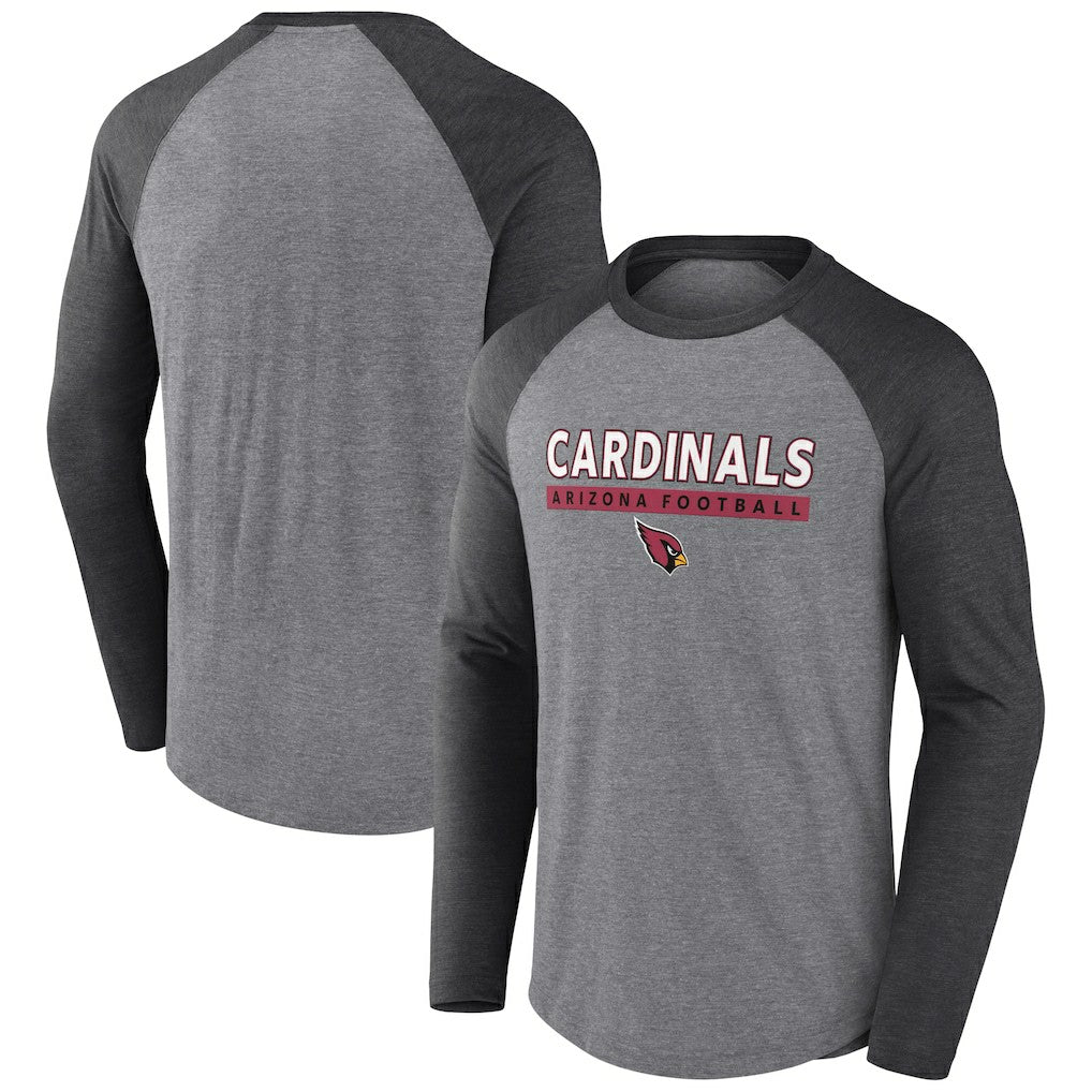 Fanatics Arizona Cardinals Tri-Blend Raglan Long Sleeve T-Shirt Heather Gray/Charcoal