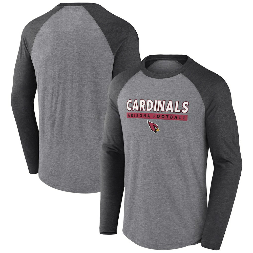 Fanatics Arizona Cardinals Tri-Blend Raglan Long Sleeve T-Shirt Heather Gray/Charcoal