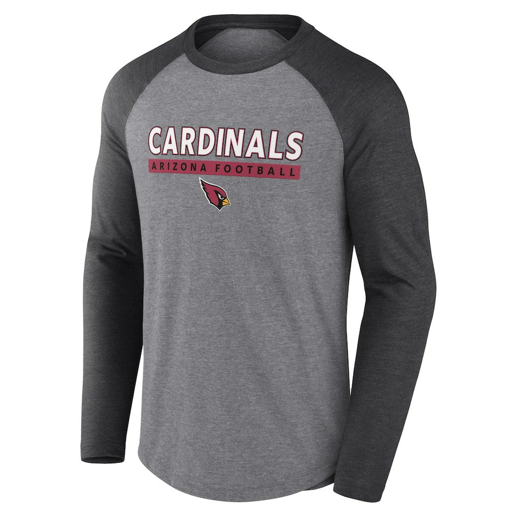 Fanatics Arizona Cardinals Tri-Blend Raglan Long Sleeve T-Shirt Heather Gray/Charcoal