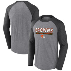 Fanatics Cleveland Browns Tri-Blend Raglan Long Sleeve T-Shirt Heather Gray/Charcoal