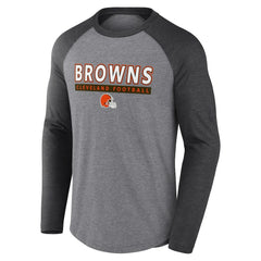 Fanatics Cleveland Browns Tri-Blend Raglan Long Sleeve T-Shirt Heather Gray/Charcoal