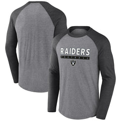 Fanatics Las Vegas Raiders Tri-Blend Raglan Long Sleeve T-Shirt Heather Gray/Charcoal