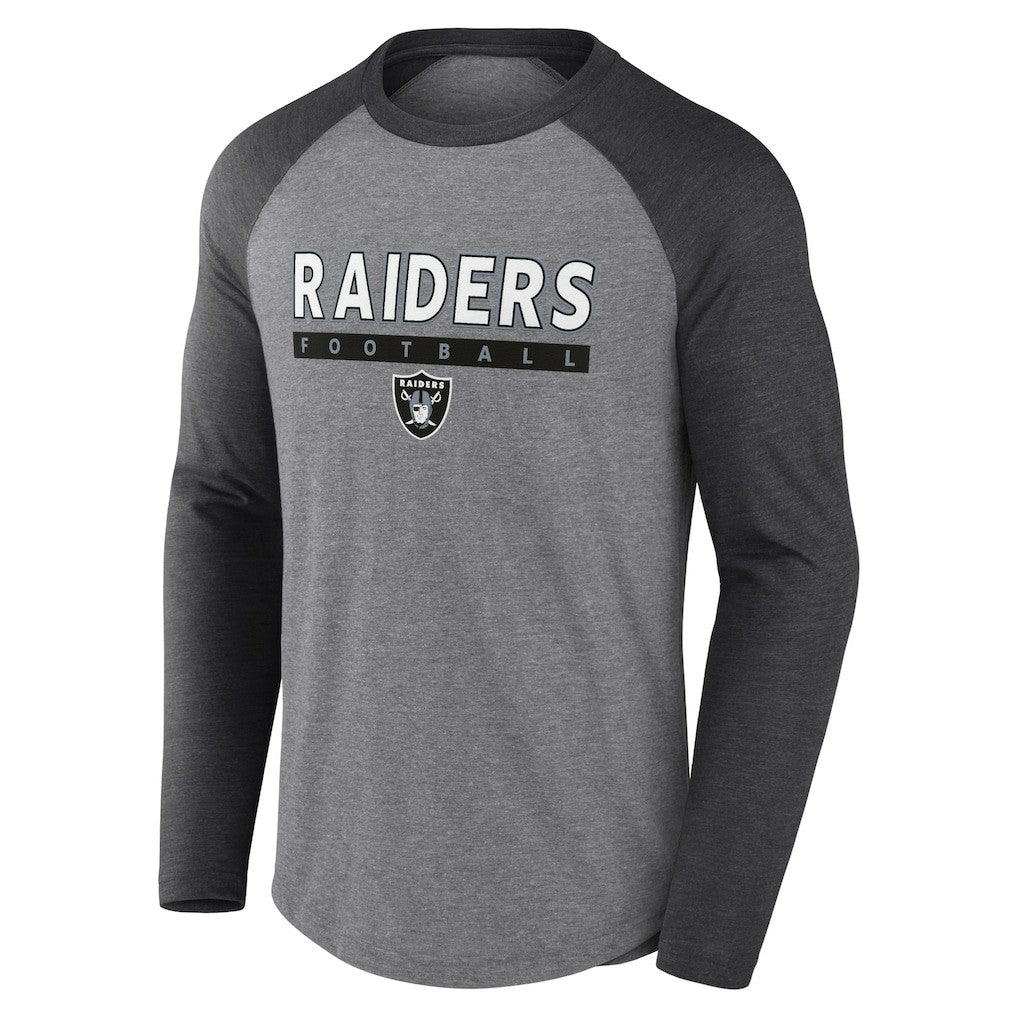 Fanatics Las Vegas Raiders Tri-Blend Raglan Long Sleeve T-Shirt Heather Gray/Charcoal