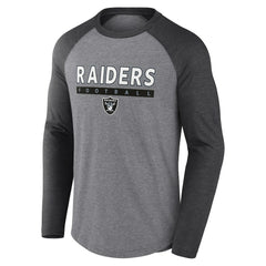 Fanatics Las Vegas Raiders Tri-Blend Raglan Long Sleeve T-Shirt Heather Gray/Charcoal