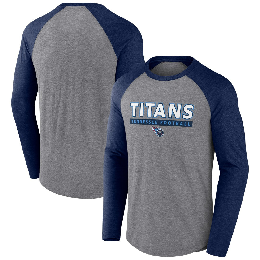 Fanatics Tennessee Titans Tri-Blend Raglan Long Sleeve T-Shirt Heather Gray/Navy