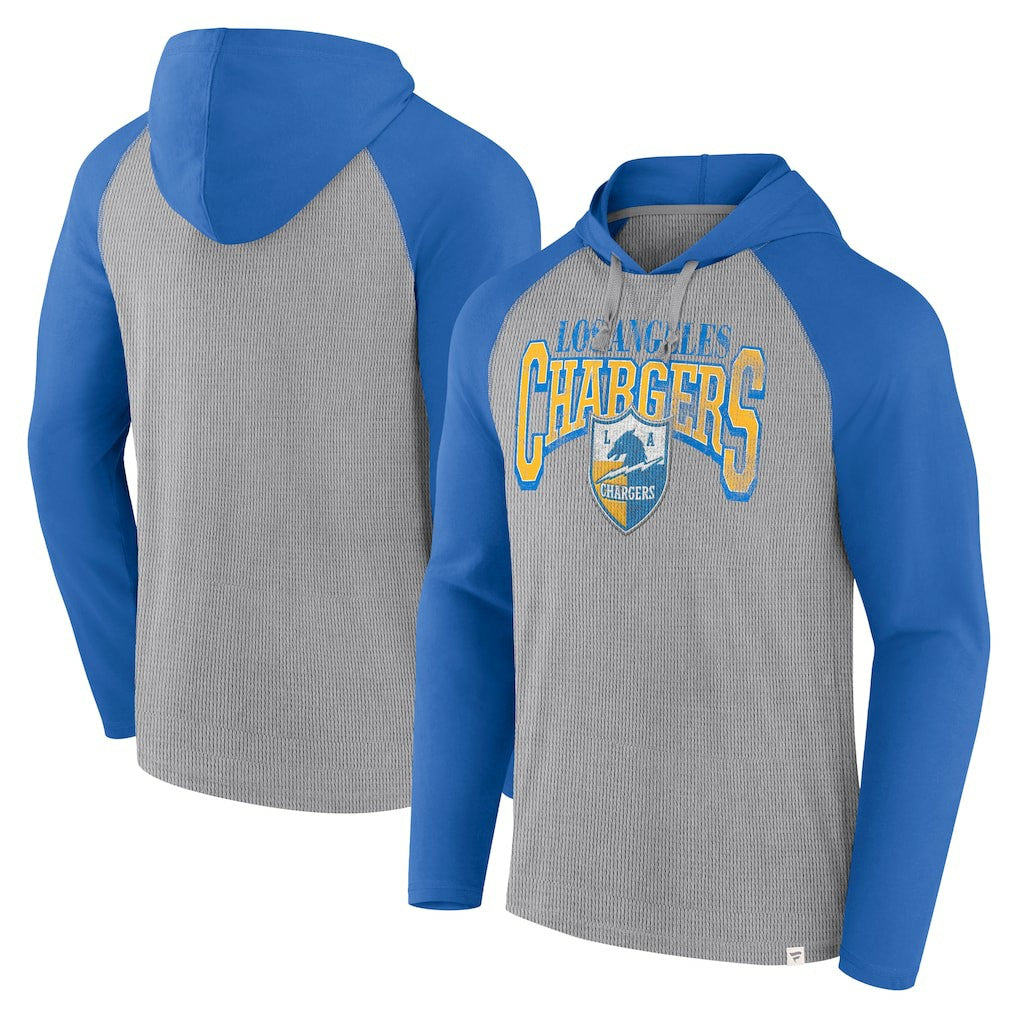 Fanatics Los Angeles Chargers Under Center Long Sleeve Hoodie T-Shirt Gray/Powder Blue